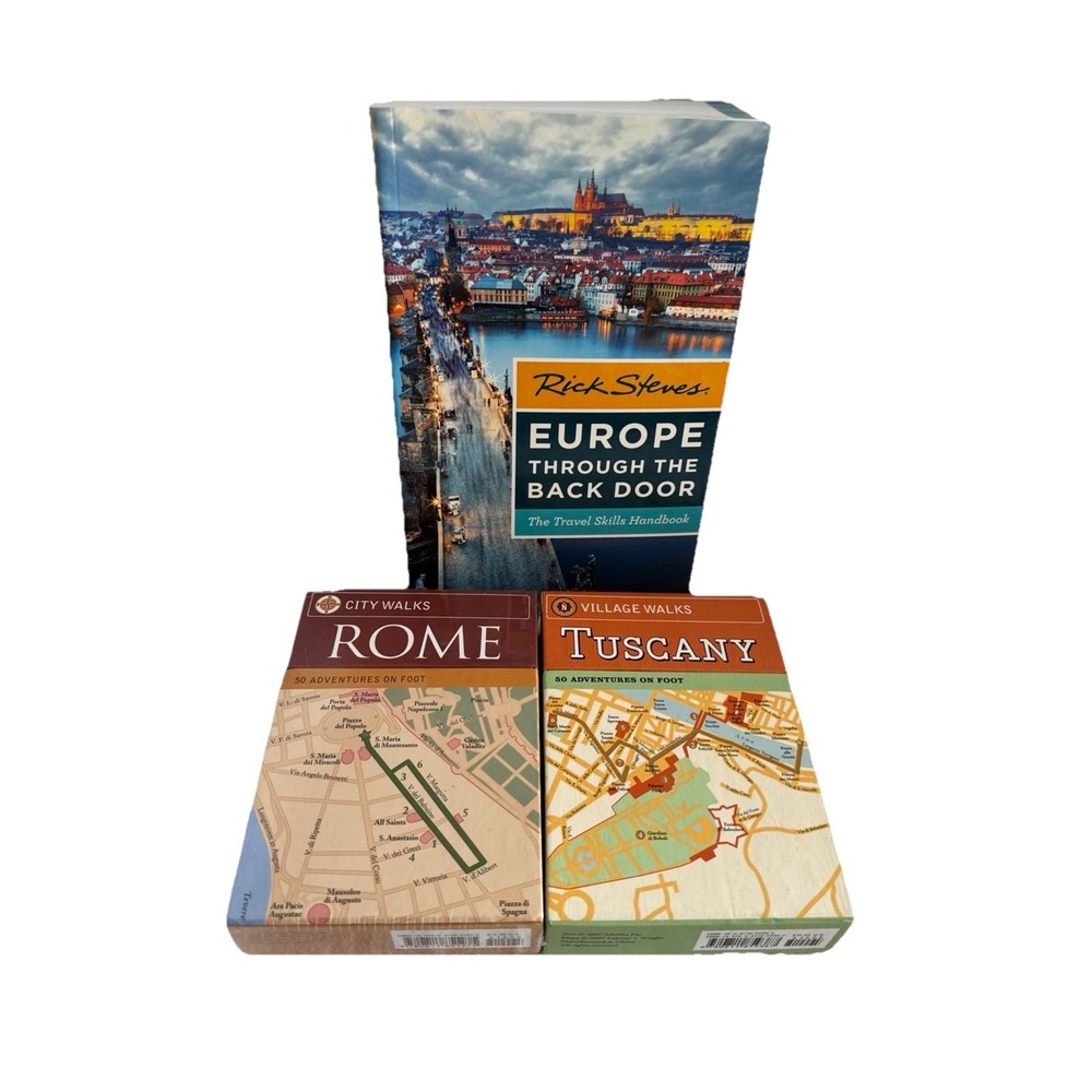 TRAVEL Europe Rick Steves Book & 2 City Walks Cards Rome (New) & Tuscany On Foot